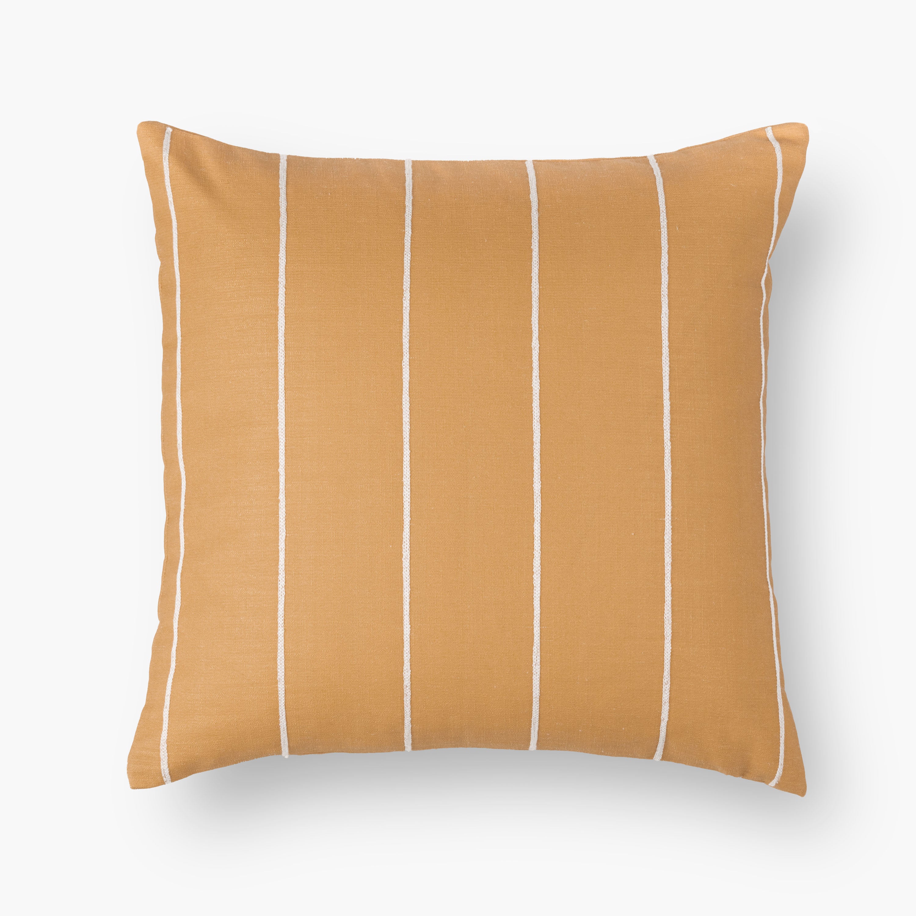 Modern Farmhouse Yellow Outdoor Pillow Cover Embroidered Stripes Mustard Yellow Neutral 22 x22 Crumbs Home CRUMBS HOME