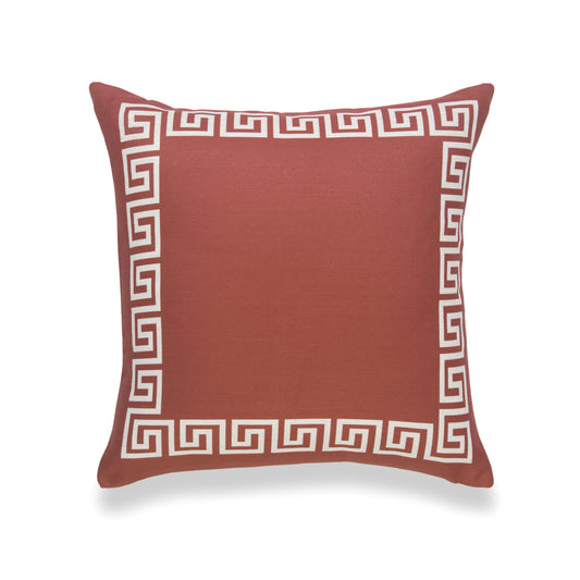 Fall Outdoor Pillow Cover, Greek Key, Orange, 18" x18"