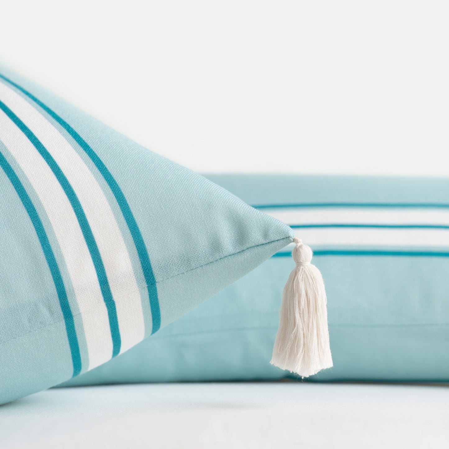 Beachy Pillows, Stripe Tassel, Navy Blue | Crumbs Home